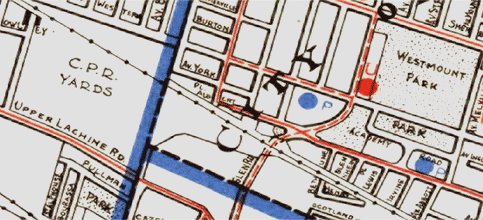1945 map of SW Westmount