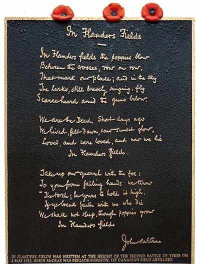 plaque In Flanders Fields WestmountMag.ca