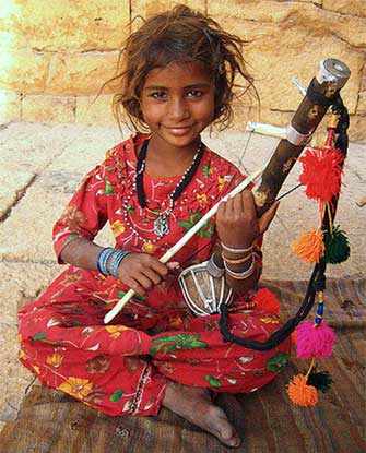 Indian girl playing ravanahatha
