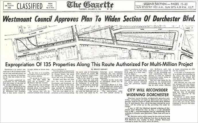 Gazette clipping Dorchester widening - WestmountMag.ca