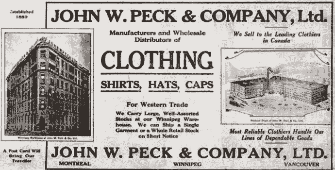 Ad for John W. Peck - WestmountMag.ca