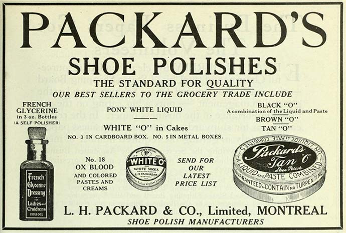 Packard’s shoe polishes ad