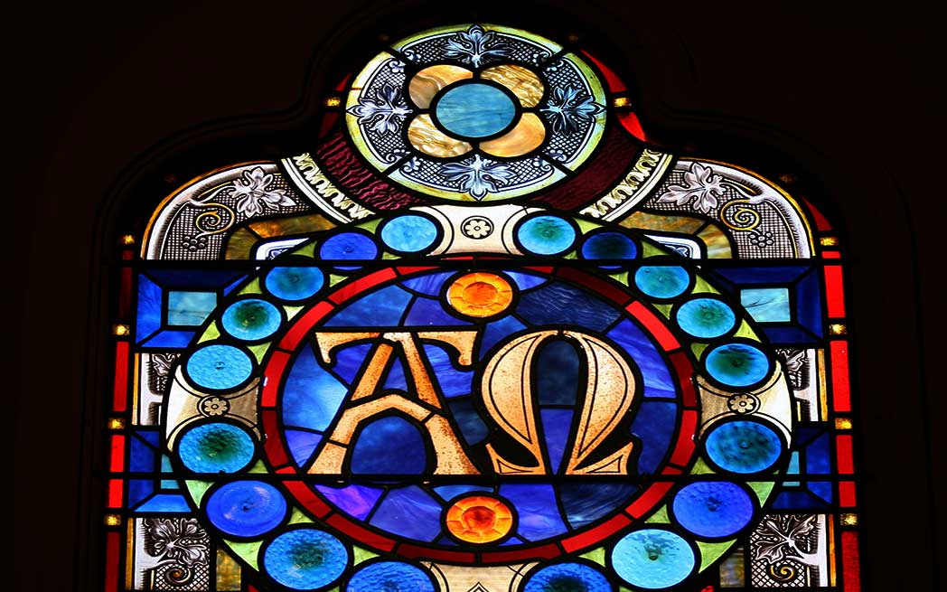 alpha omega stained glass