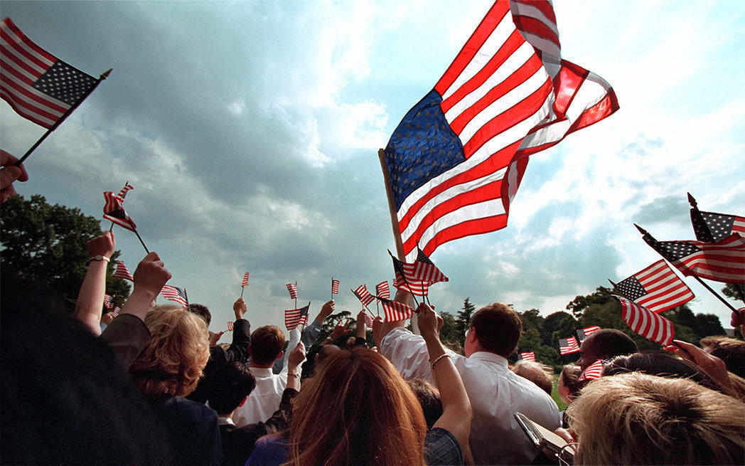 American flag waving