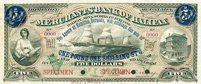 Banknote, Merchants’ Bank of Halifax