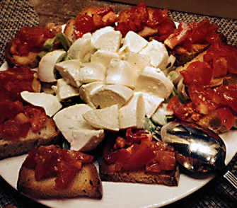 Bruschetta with buffalo mozzarella cheese