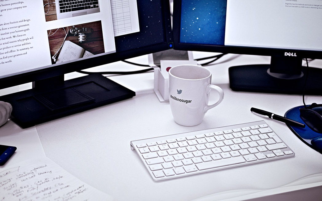 Coffee mug at workstation