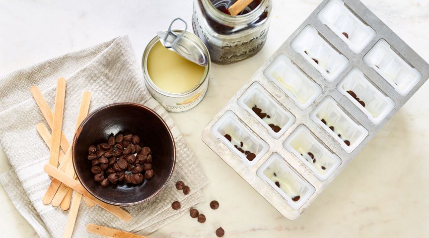 preparing Vietnamese Coffee Popsicles