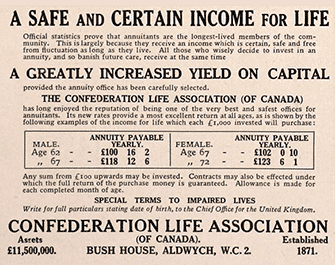 Confederation Life Association ad 1928
