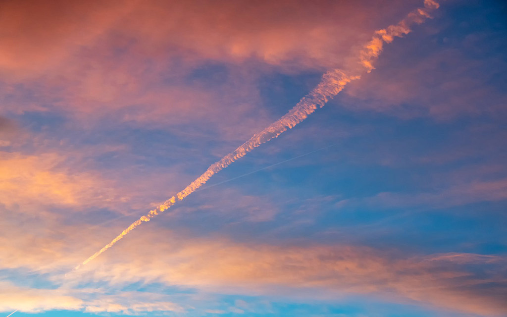 contrail at dawn