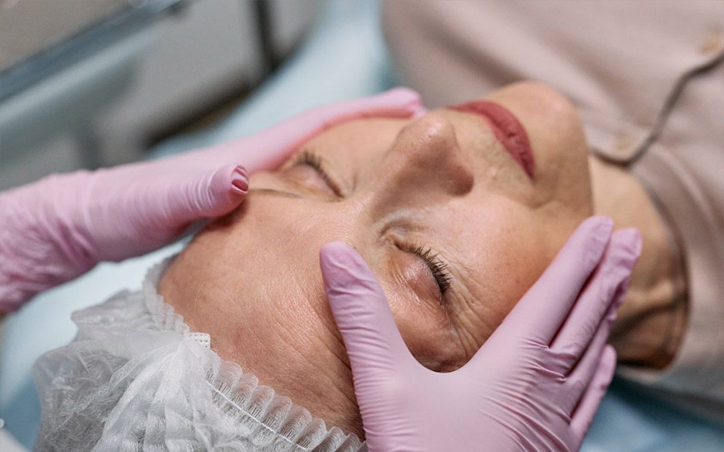 Woman having a facelift procedure