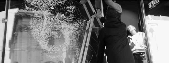 installing one of Simon Berger’s art installations