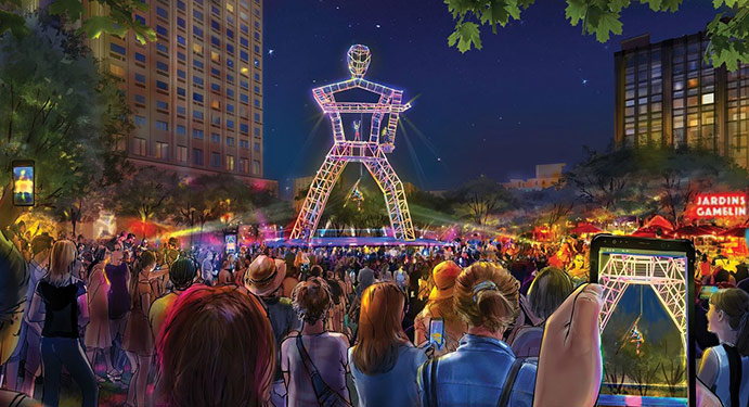 Le Géant de Cirque Éloize du projet Les 3GÉANTS, présenté par Ivanhoé Cambridge