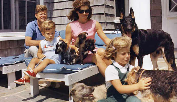 Kennedy family with dogs