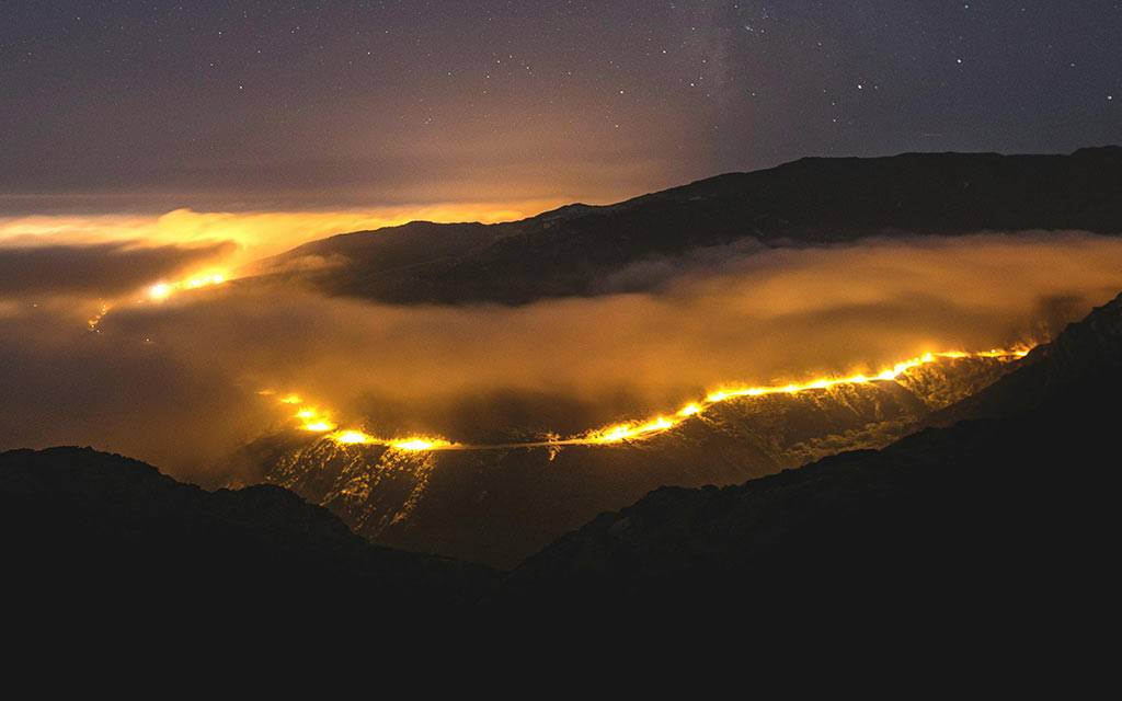 forest fire on hillside