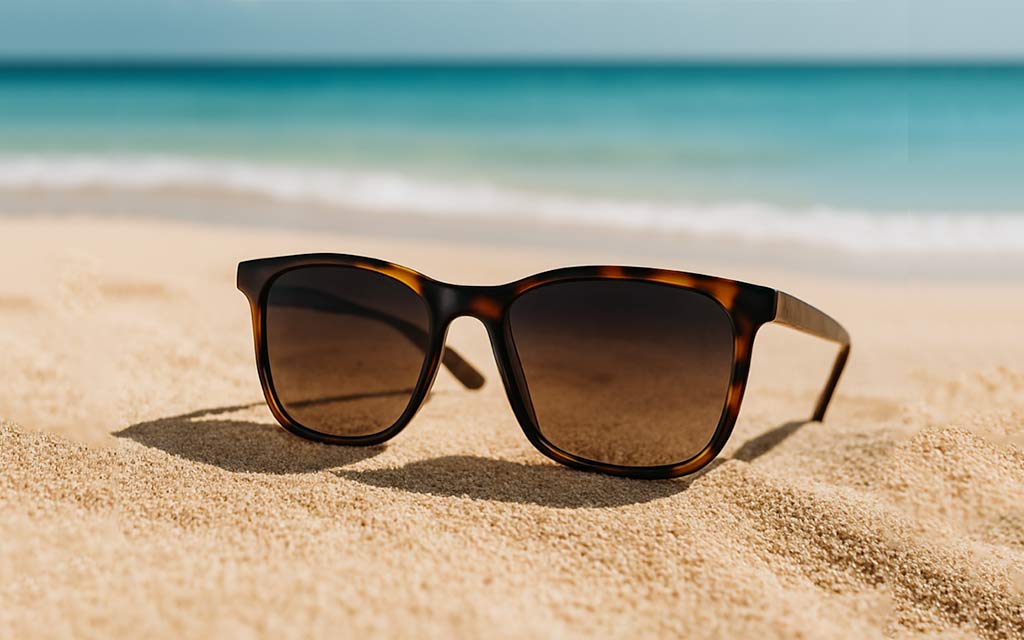 Lunettes de soleil sur une plage