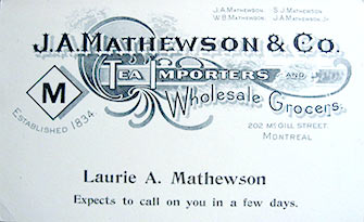 Ad for J. A. Mathewson 