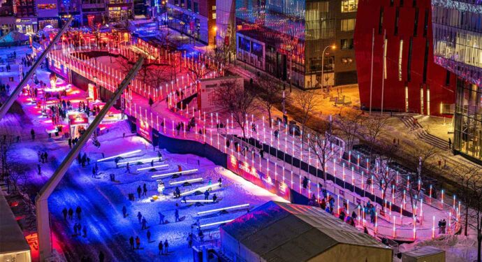 24e édition de Montréal en Lumière - Sentier de patin aérien