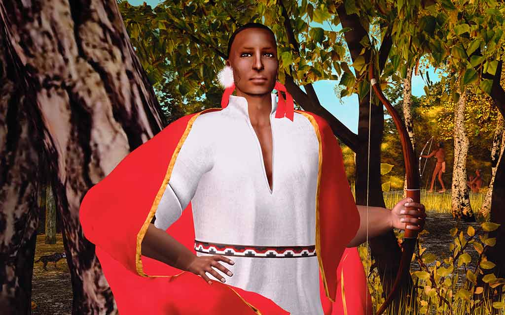 Skawennati (1969 ), Oniehtanó:ron (détail), de la série « Les quatre rois, revisités », 2022. MBAM, achat, fonds commémoratif Louise Lalonde Lamarre. Photo MBAM, Julie Ciot