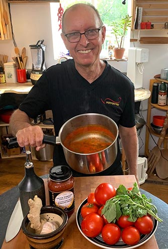 making pasta sauce with Greg Brooks