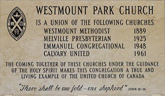 plaque Westmount Park Church