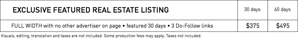 Rates for Real estate listings in WestmountMag.ca