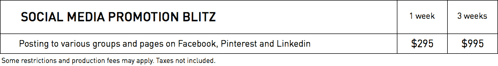 Rates for Social Media Blitz in WestmountMag.ca