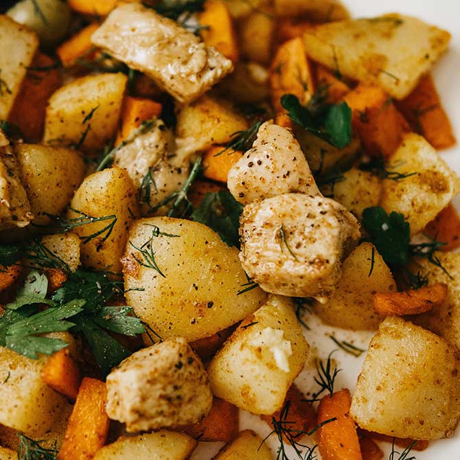 Roasted Carrots, Potatoes and Onions 