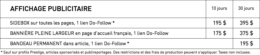 Tarifs affichage publicitaire – WestmountMag.ca