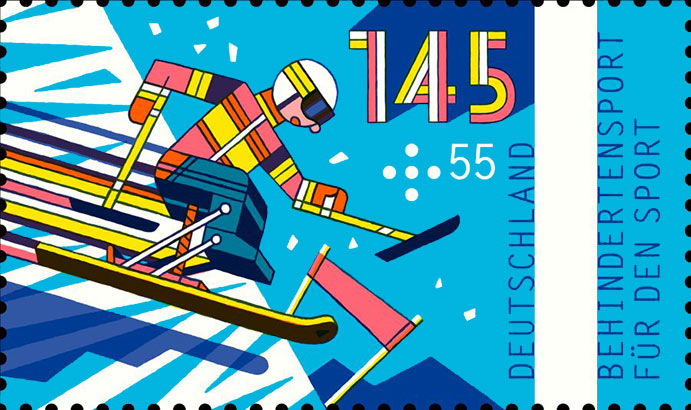 Behindertensport Für den Sport, 145, 2015 Stamps from the annual series on sports, created by Wagenbreth for para sports