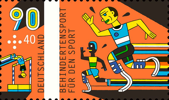 BeUQAM - Henning-WagenbrethBehindertensport Für den Sport, 90, 2015 – Stamps from the annual series on sports, created by Wagenbreth for para sportshindertensport Für den Sport, 90, 2015 – Timbres de la série annuelle sur le sport, créés par Henning – Stamps from the annual series on sports, created by Wagenbreth for para sports