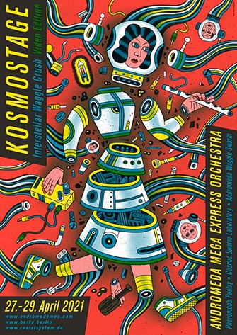 Henning Wagenbreth – Kosmostage, sérigraphie 2021 - Affiche en 4 couleurs en ton direct / Kosmostage, 2021 Serigraphy poster, 4 colours, spot colour