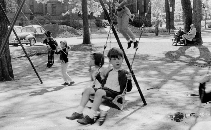 David Nercessian on swing in Westmount Park