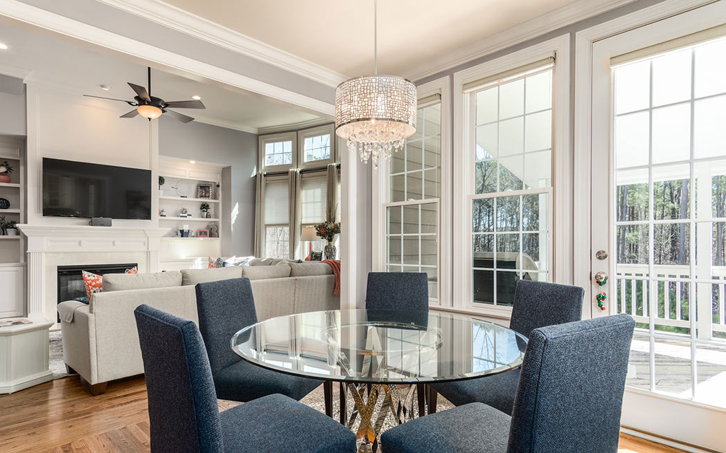 Dining room with windows