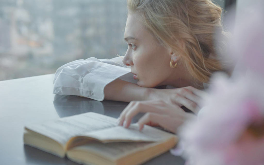 woman with open book